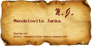 Mendelovits Janka névjegykártya